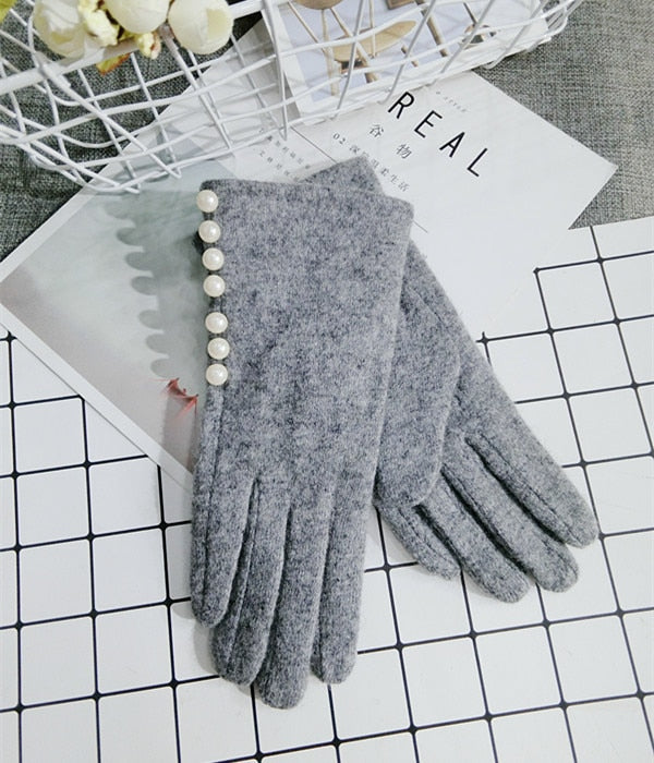 Guanti Eleganti con Perle da Donna