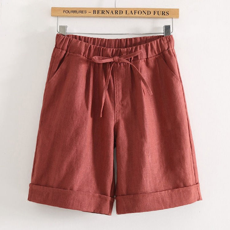 Pantaloncini a Gamba Larga Vita Alta Elastica da Donna