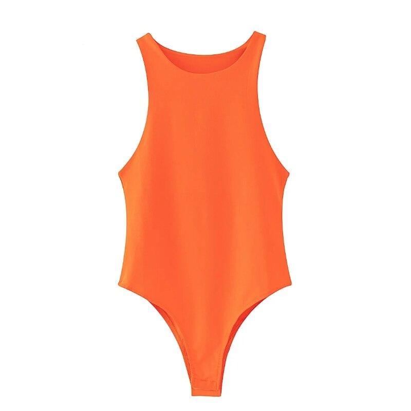 Body Senza Maniche Tinta Unita Stile Minimalista da Donna