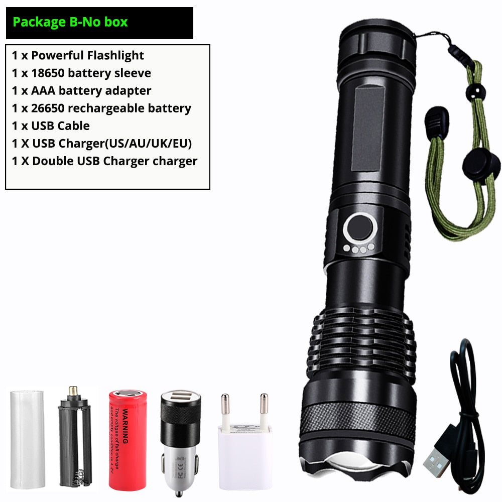 Potente Torcia LED Nera con Zoom