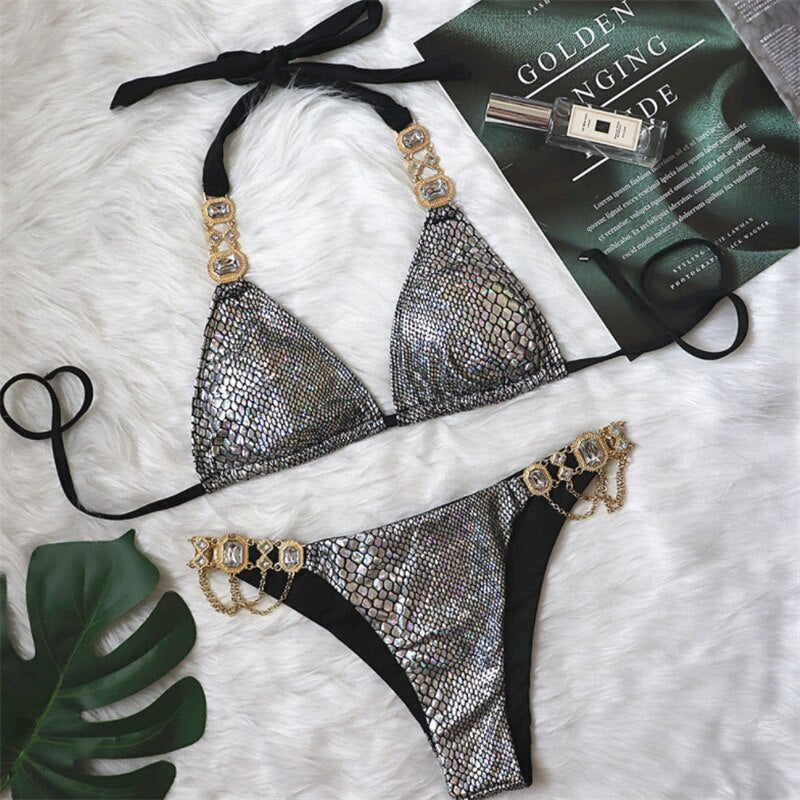 Costume da Bagno Fashion con Strass da Donna