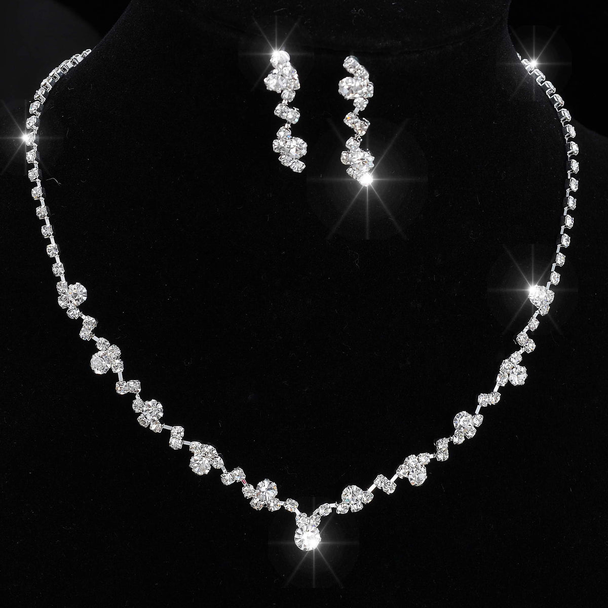 Set di Gioielli da Sposa in Argento e Cristallo