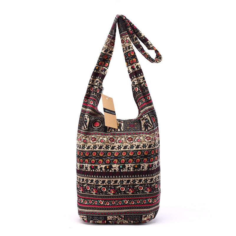 Borsa a Spalla Bohémien Vintage in Cotone da Donna