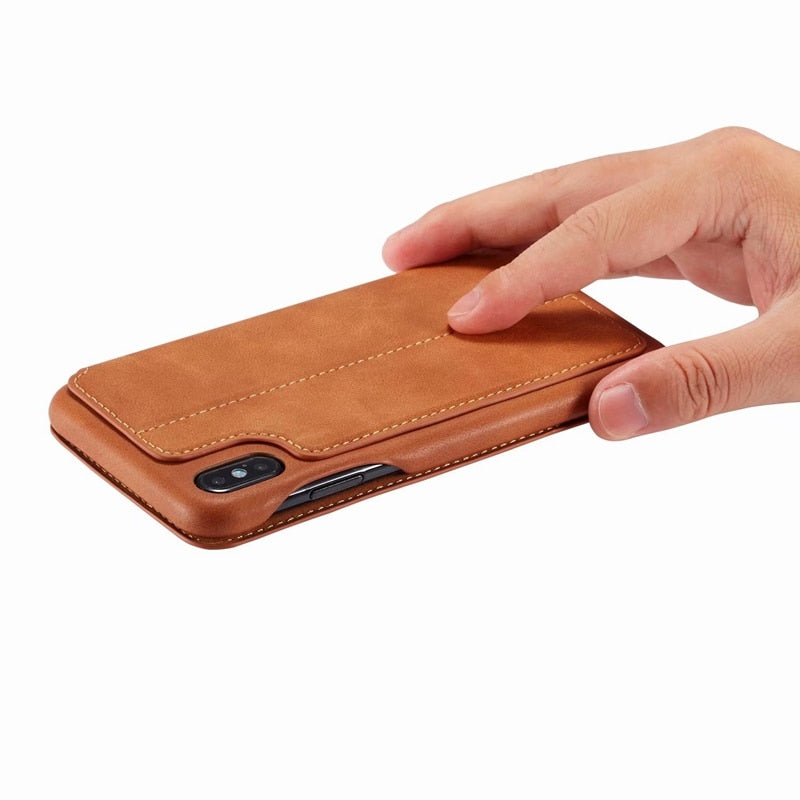 Cover Flip Casual Tinta Unita per iPhone