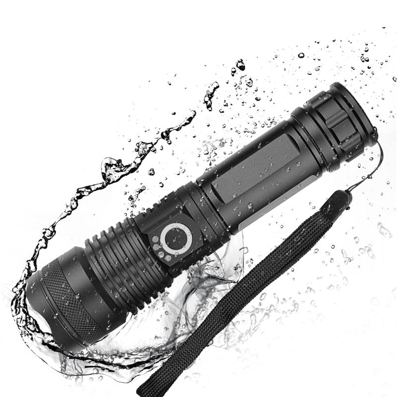Potente Torcia LED Nera con Zoom