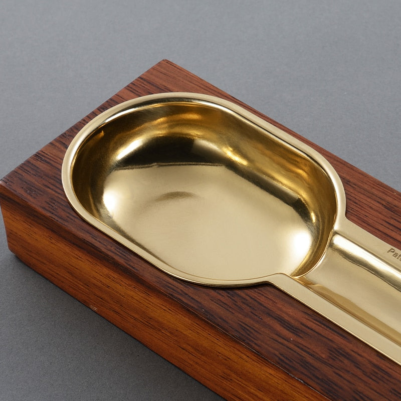 Posacenere per Sigari in Legno con Finiture Dorate
