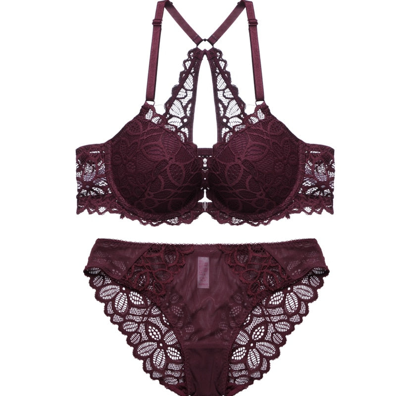 Set Lingerie in Pizzo con Chiusura Frontale da Donna