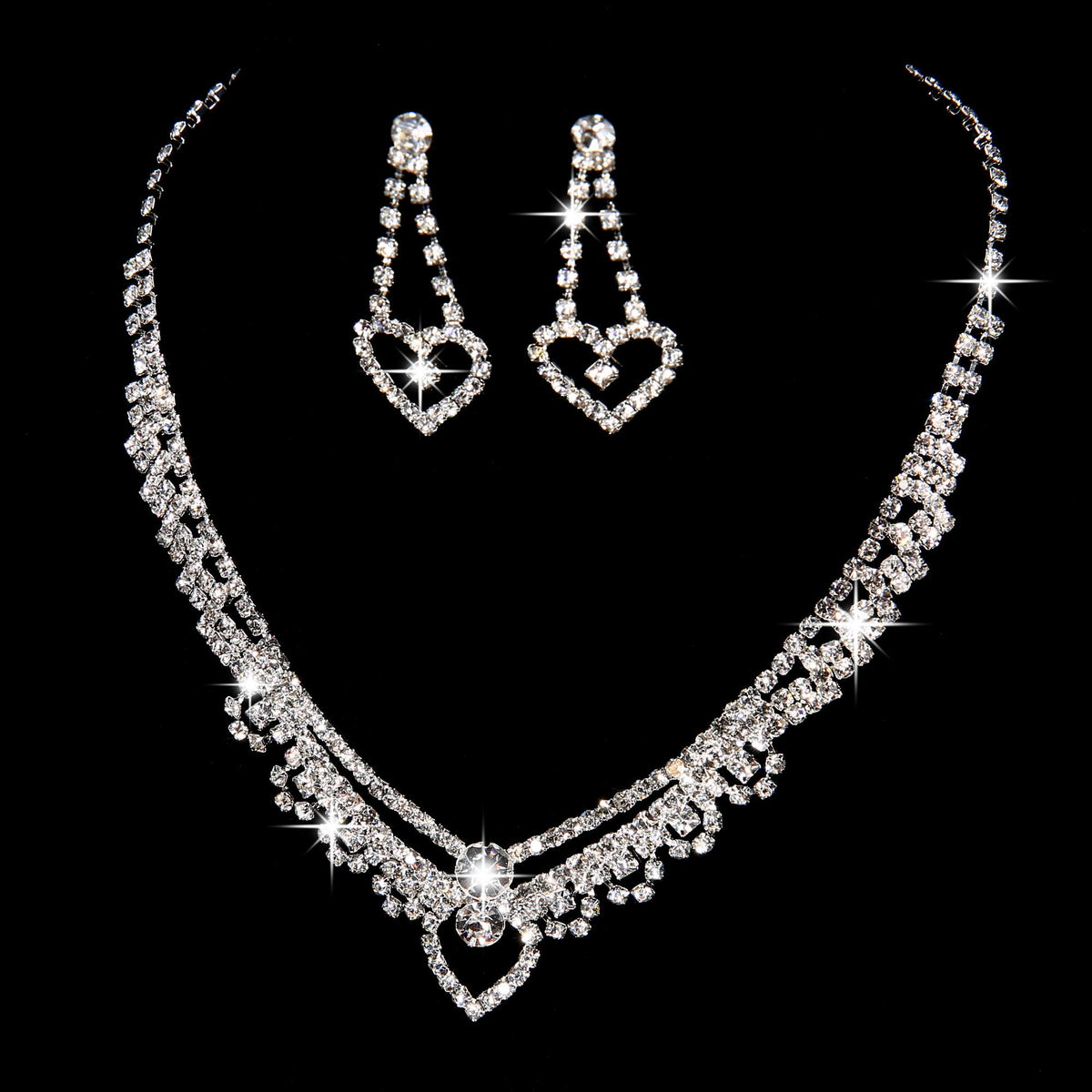 Set di Gioielli da Sposa in Argento e Cristallo