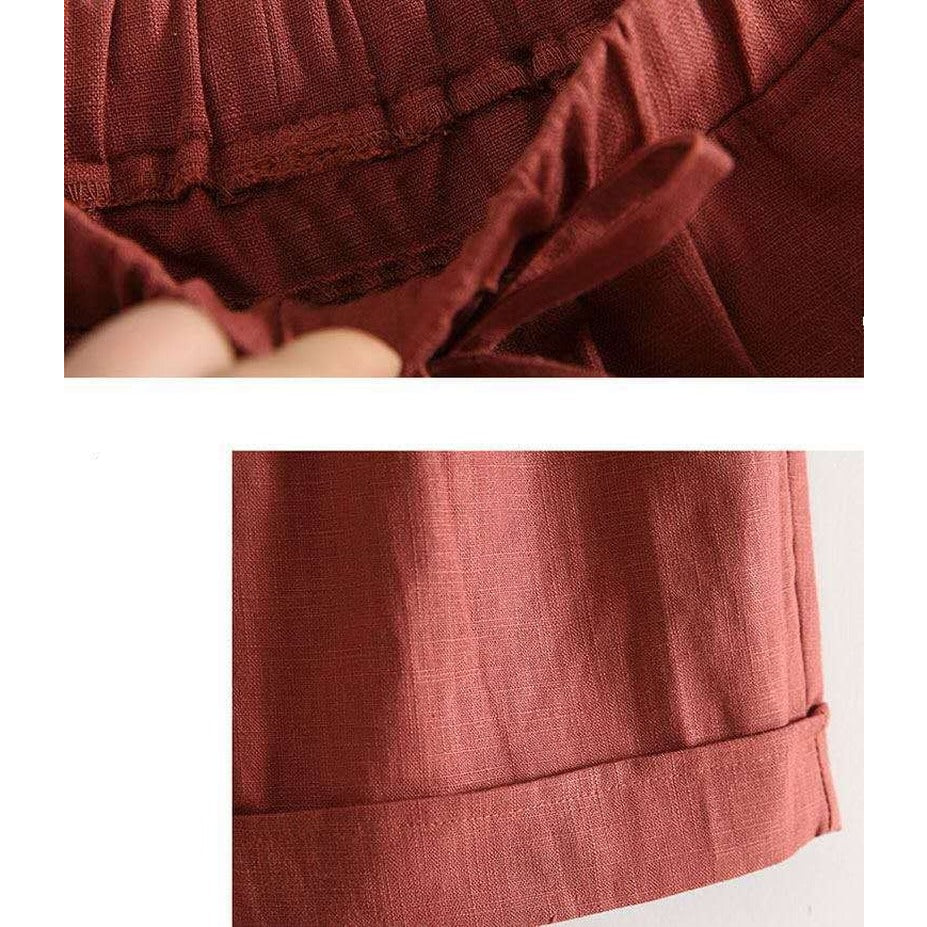 Pantaloncini a Gamba Larga Vita Alta Elastica da Donna