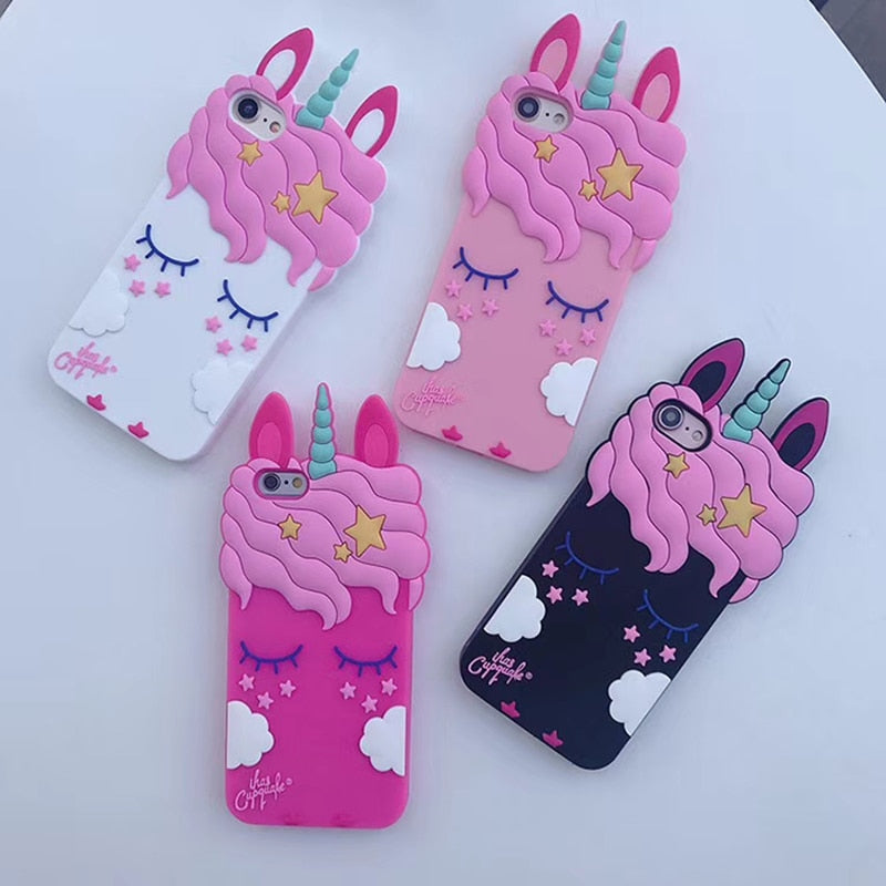 3D Cartoon Unicorn Soft Silicone Case for iPhone