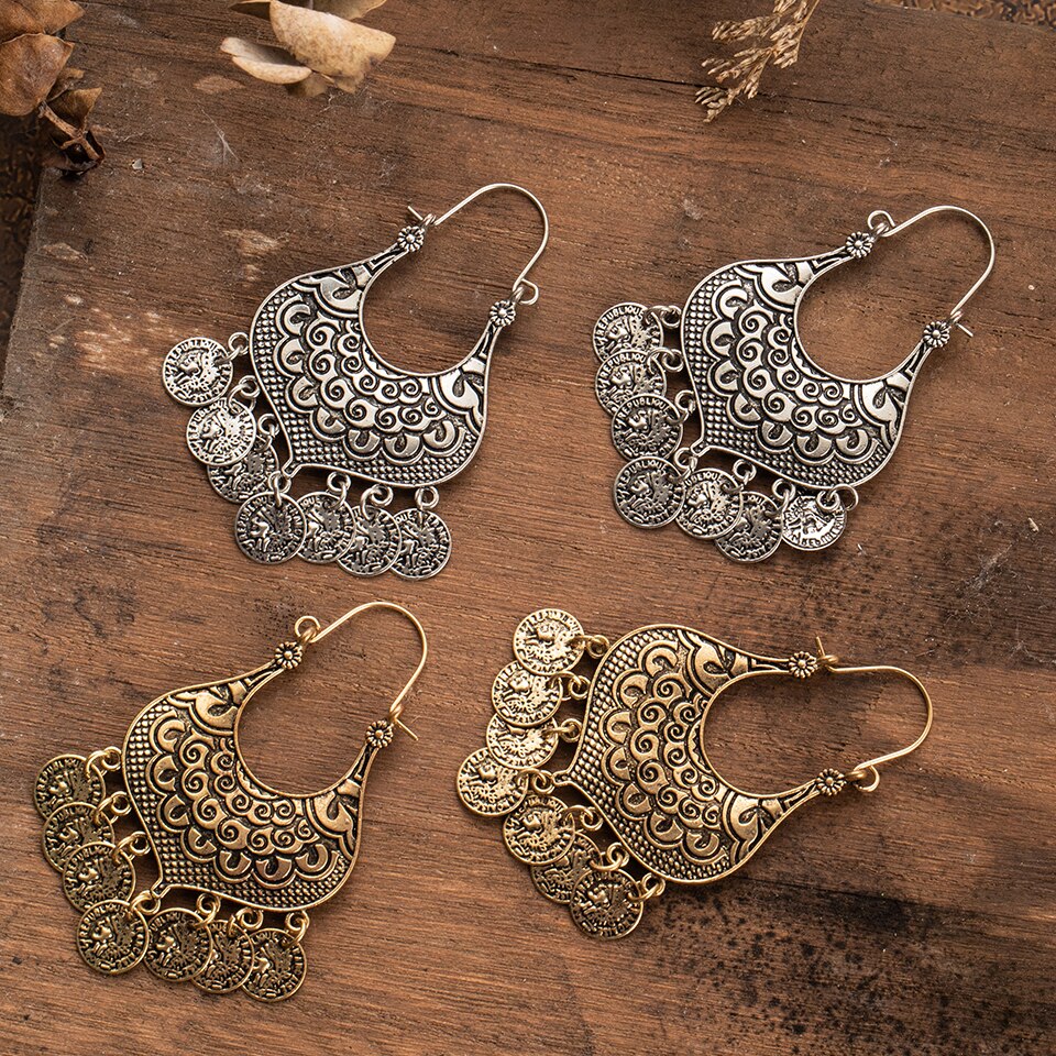 Orecchini Pendenti in Metallo Stile Boho da Donna
