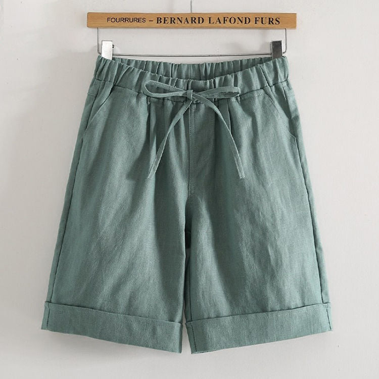 Pantaloncini a Gamba Larga Vita Alta Elastica da Donna