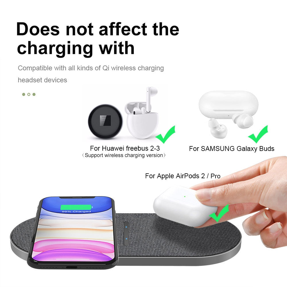 Pad di Ricarica Wireless Rapida 2 in 1 Doppio 30W