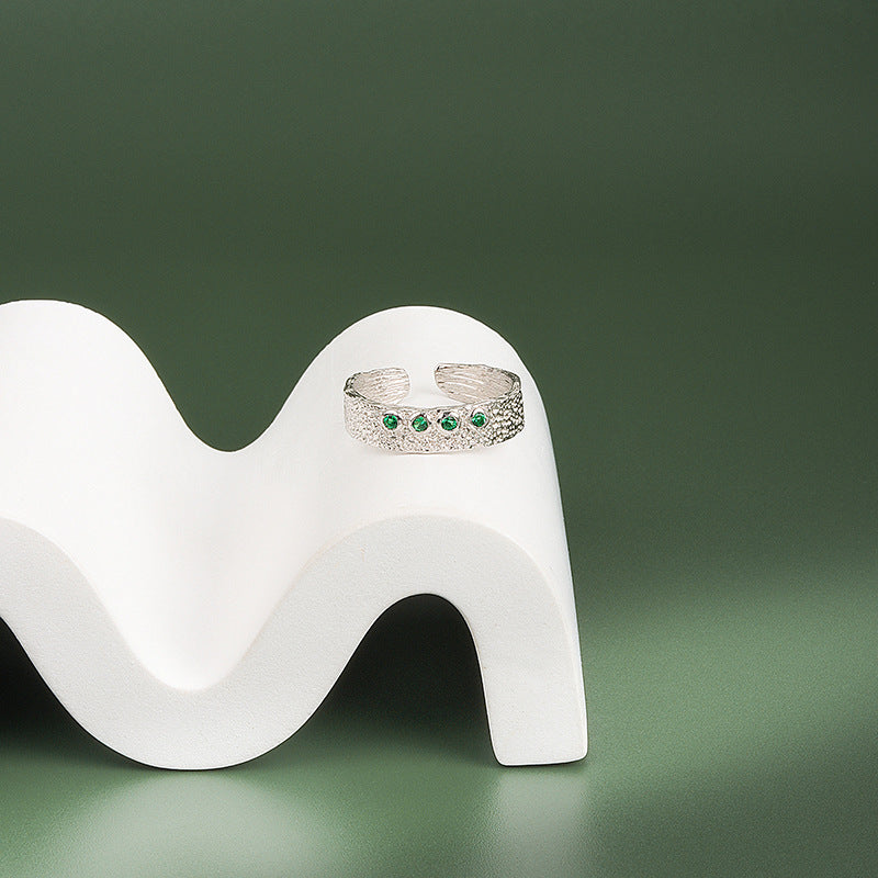 Anello in Argento Sterling 925 con Zircone Verde