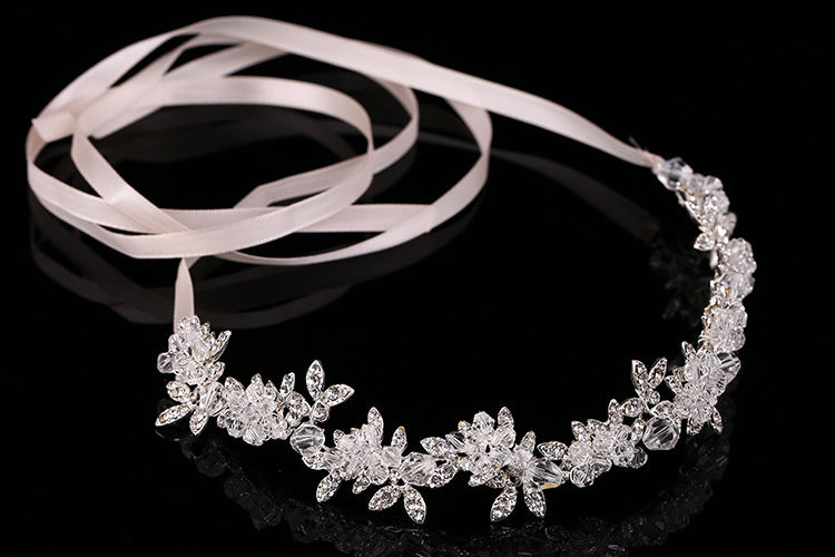 Cerchietto da Sposa con Cristalli e Fiori