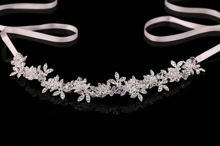 Cerchietto da Sposa con Cristalli e Fiori