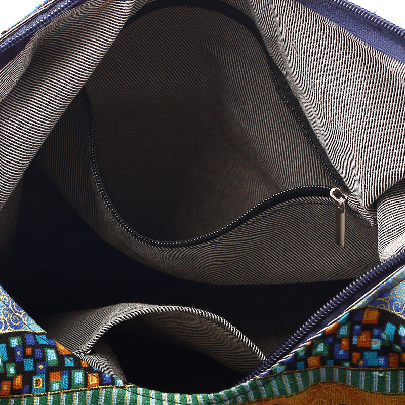 Borsa a Spalla Bohémien Vintage in Cotone da Donna