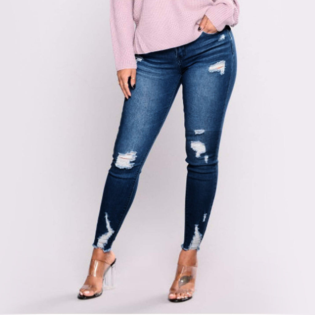 Jeans Skinny Strappati Effetto Push-Up