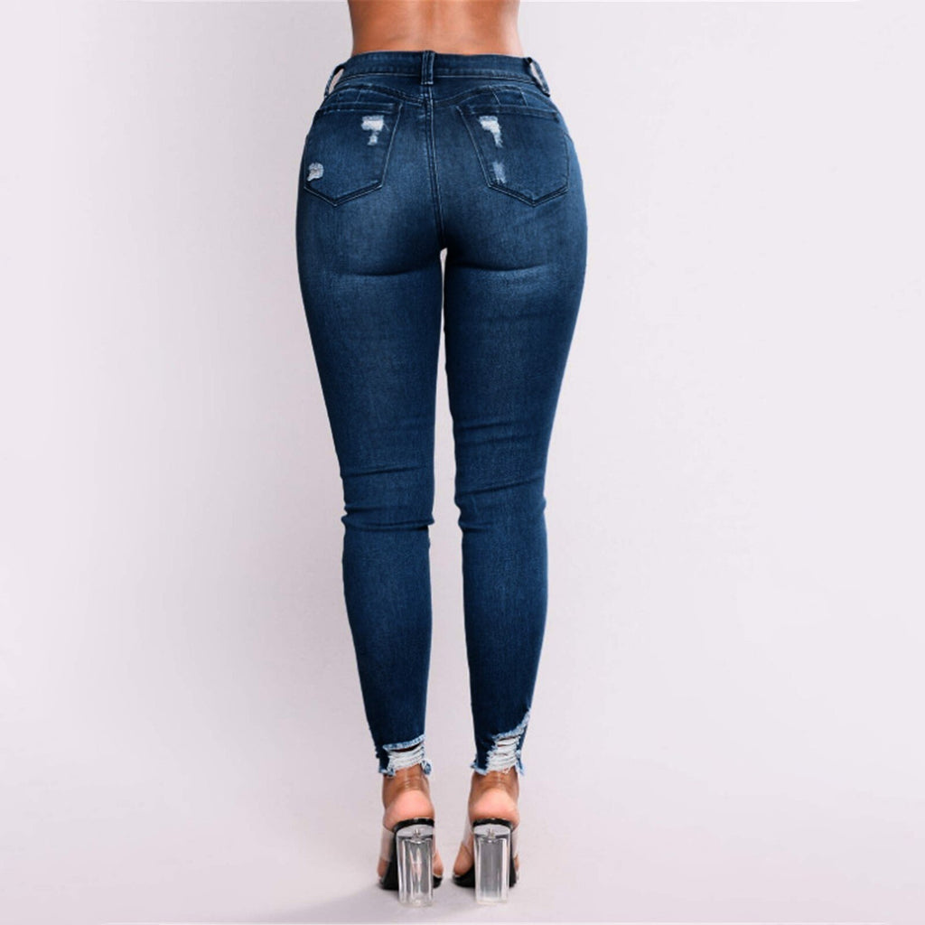 Jeans Skinny Strappati Effetto Push-Up