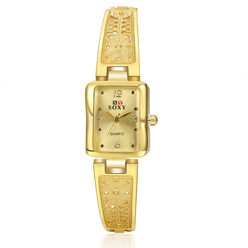 Orologio Bracciale Elegante con Pizzo Floreale in Acciaio Inossidabile
