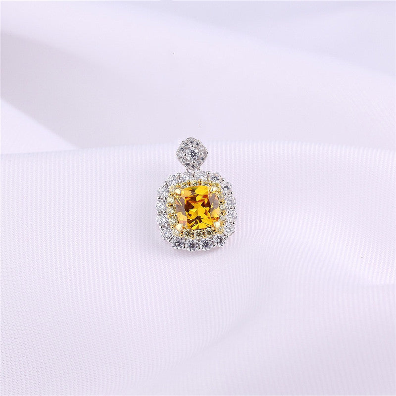 Collana con Ciondolo Quadrato in Rosa e Giallo