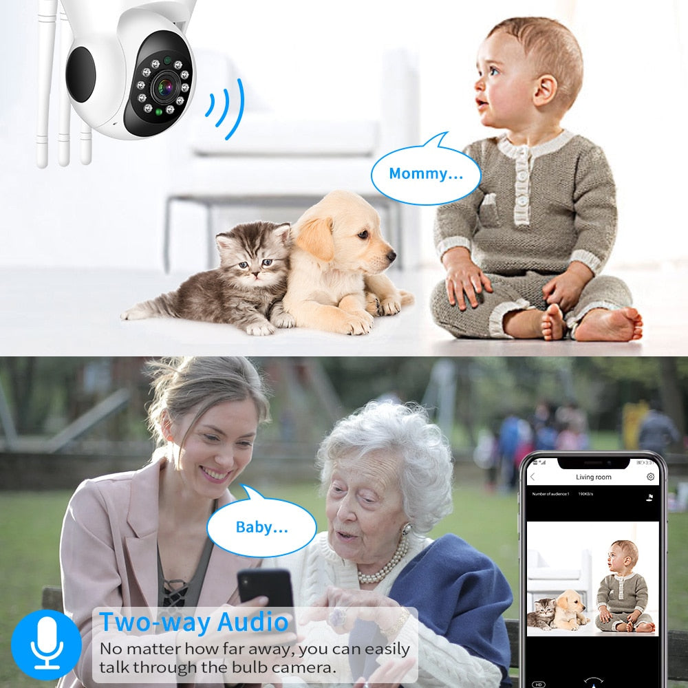 Telecamera IP 5MP 1080P WiFi Wireless per Sicurezza Domestica