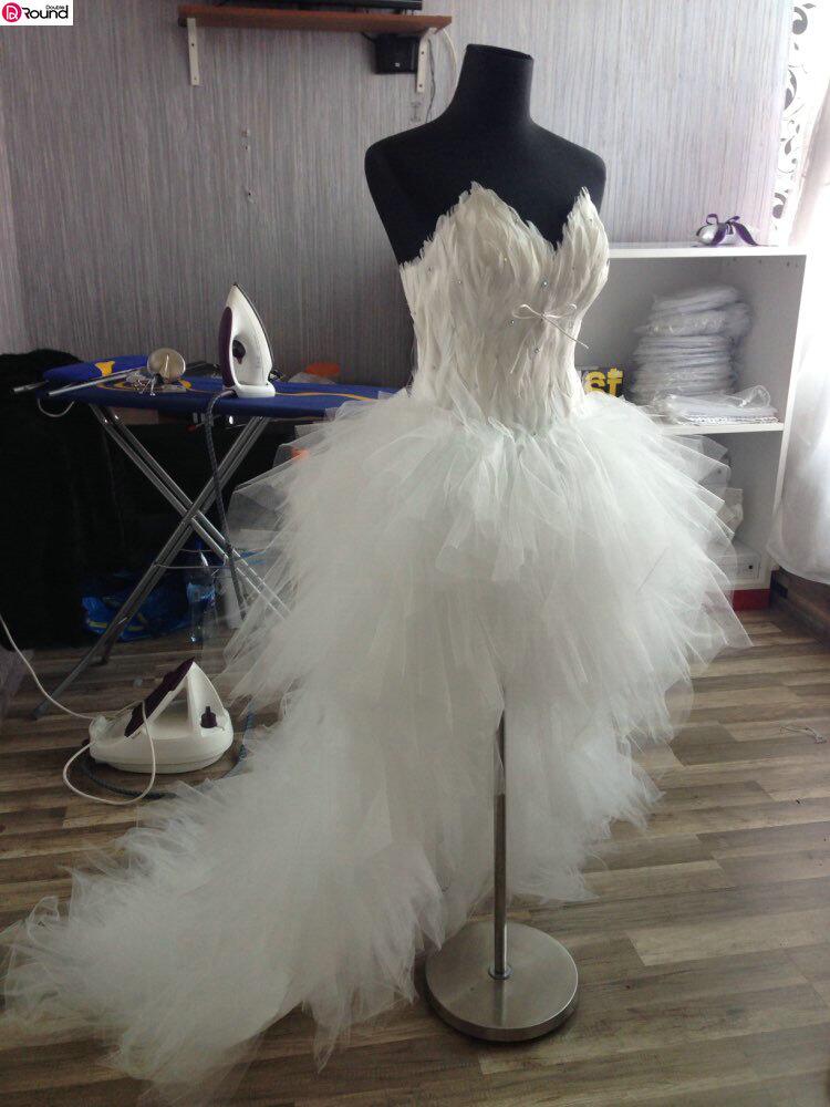 Feather Strapless Wedding Dress for Women
