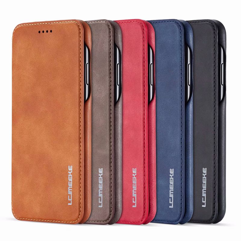 Cover Flip Casual Tinta Unita per iPhone