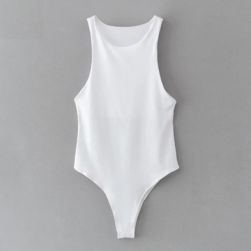 Body Senza Maniche Tinta Unita Stile Minimalista da Donna