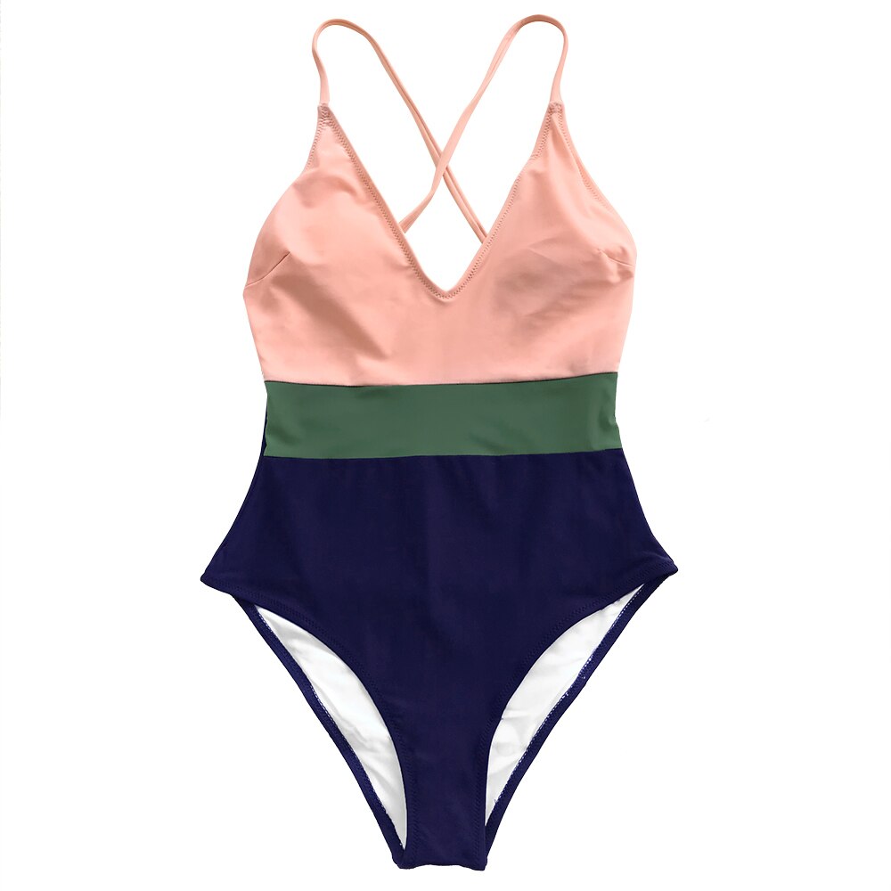 Costume Intero a Blocchi di Colore da Donna