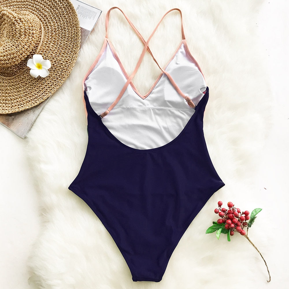 Costume Intero a Blocchi di Colore da Donna
