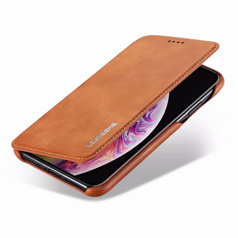 Cover Flip Casual Tinta Unita per iPhone
