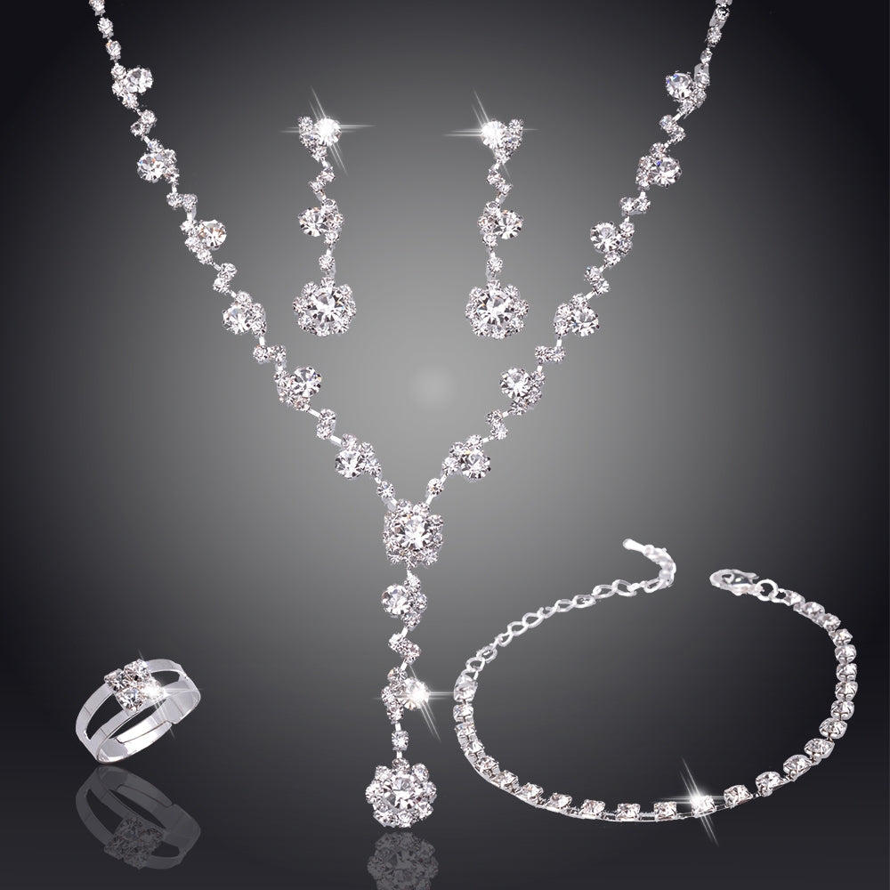 Set di Gioielli da Sposa in Argento e Cristallo