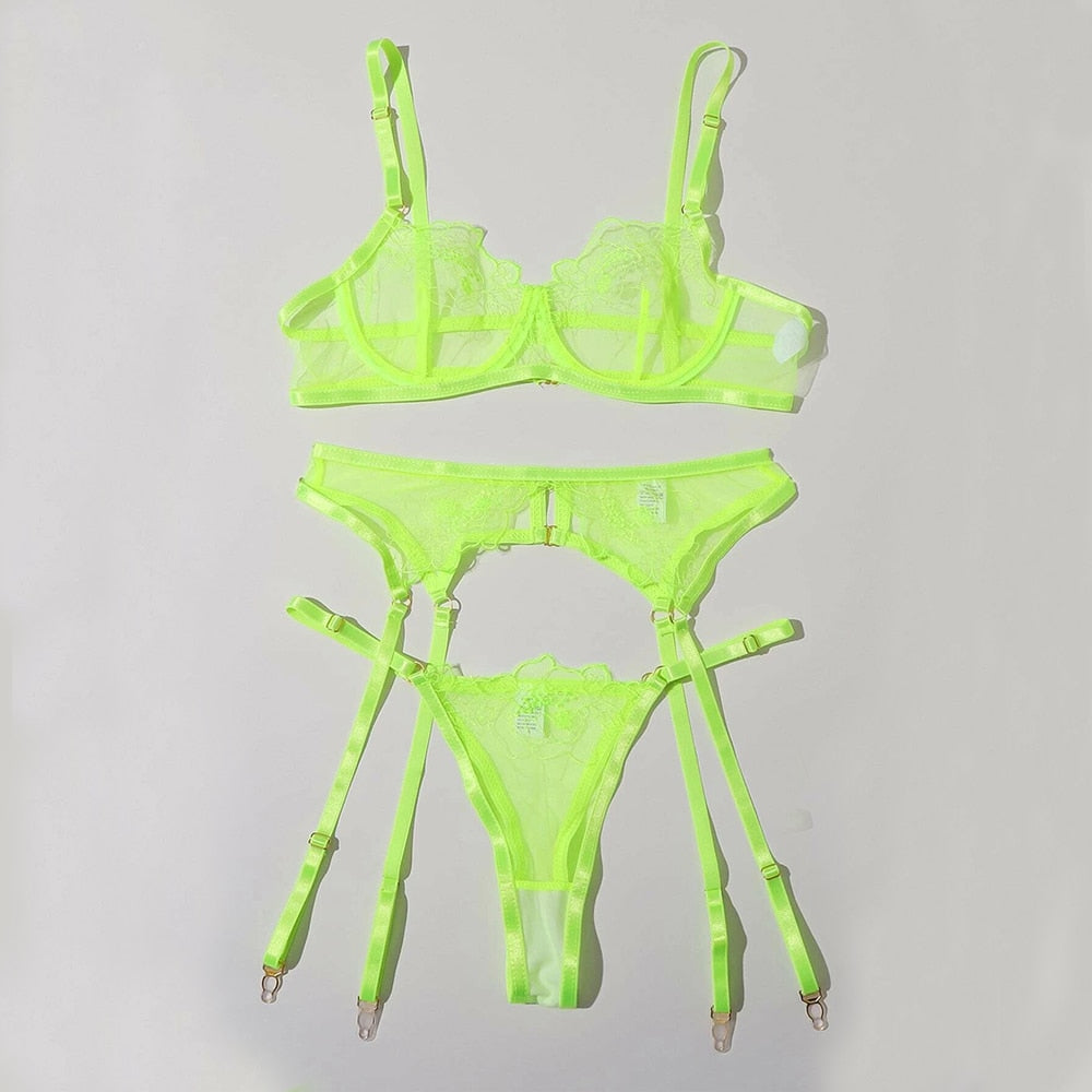 Set Lingerie da Donna in Pizzo Verde