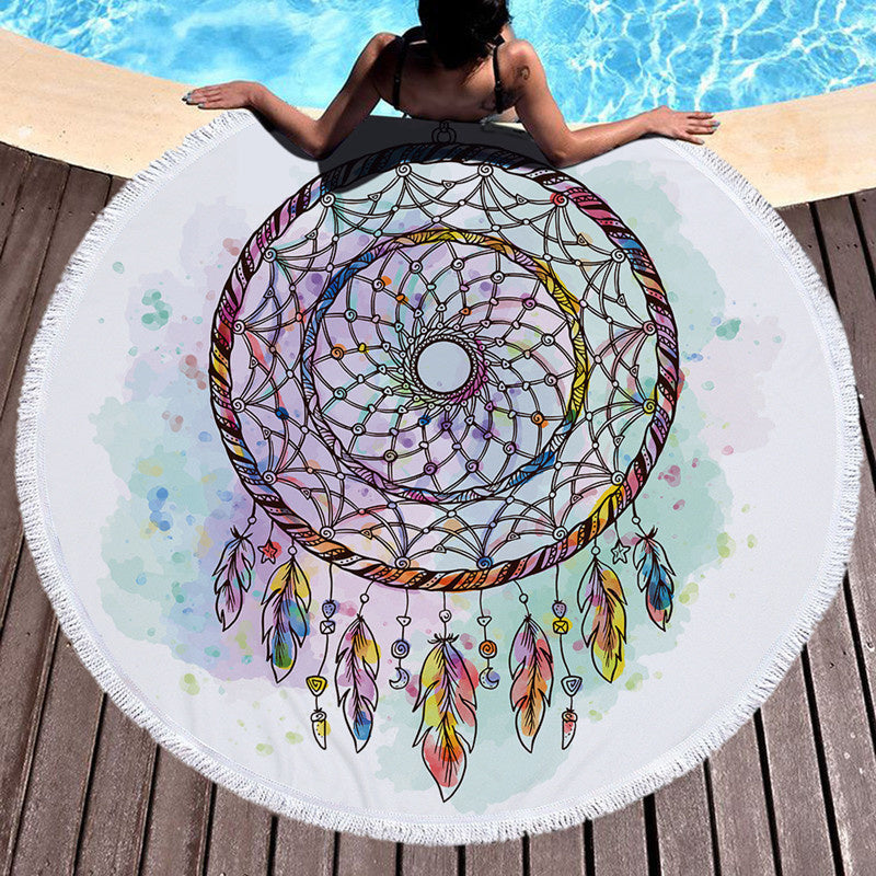 Beach Round Shaped Dream Catcher Printed Towels