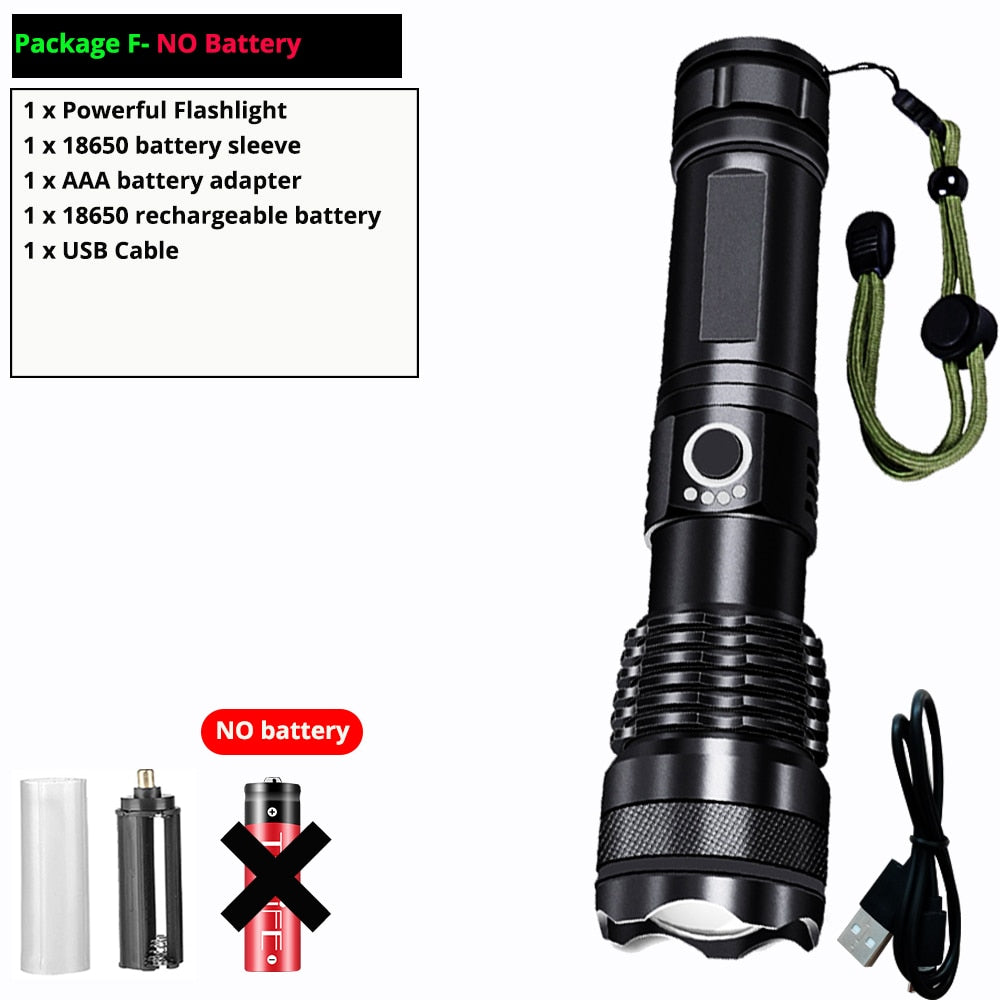 Potente Torcia LED Nera con Zoom