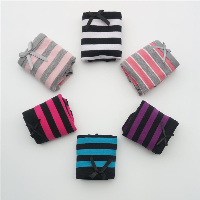 Set di Slip in Cotone a Righe da Donna