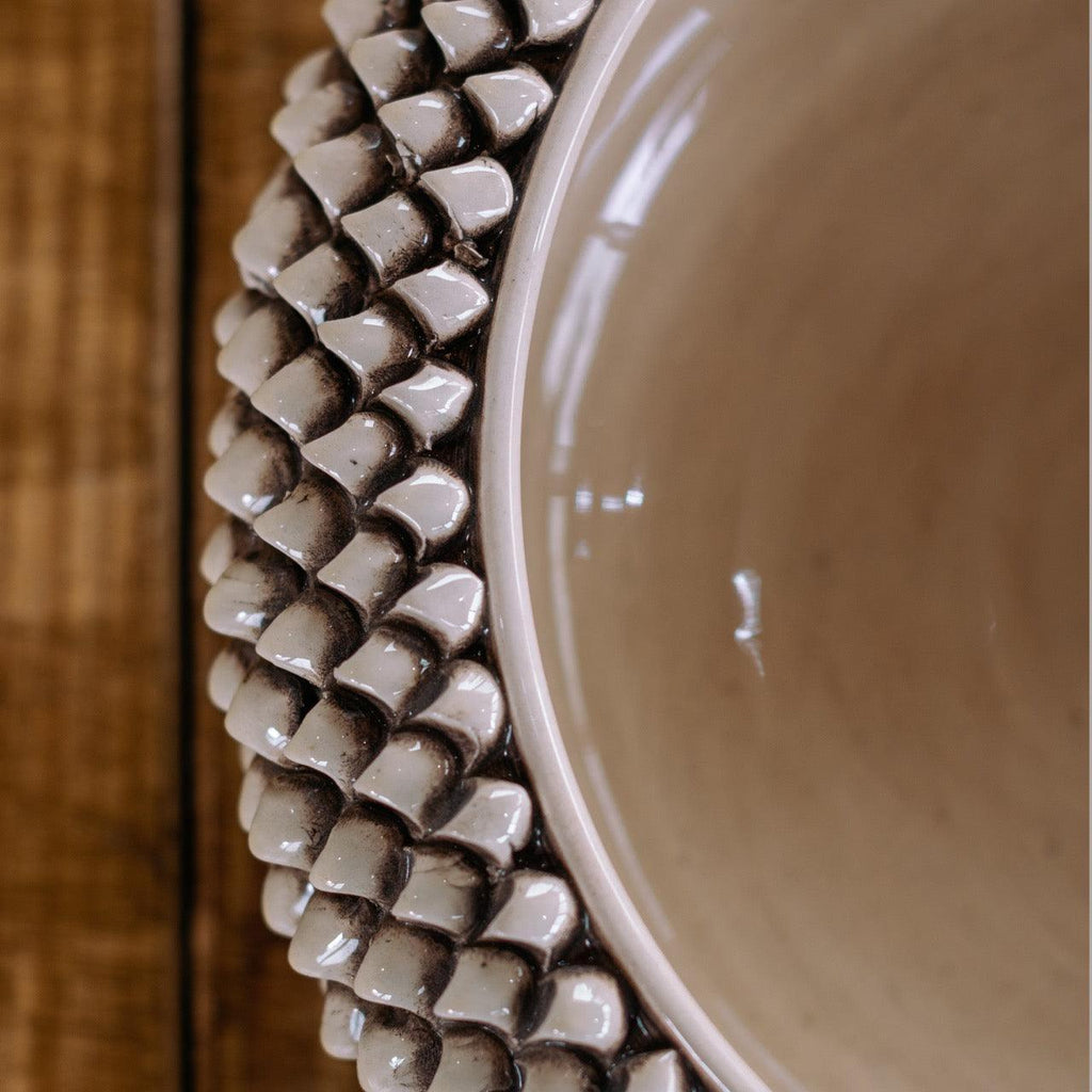 Alzata a Pigna in Ceramica di Caltagirone Ø 25/33 cm - Madreperla Antichizzato