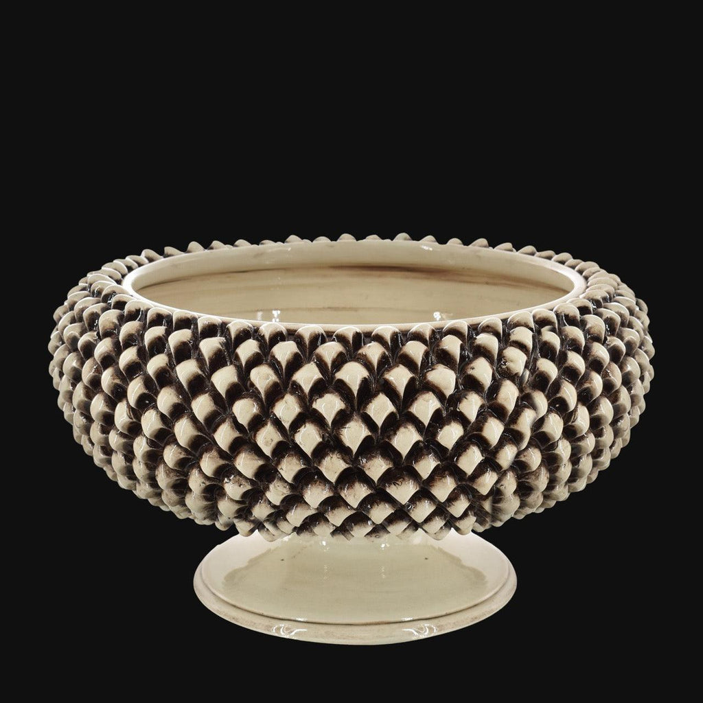 Alzata a Pigna in Ceramica di Caltagirone Ø 25/33 cm - Madreperla Antichizzato