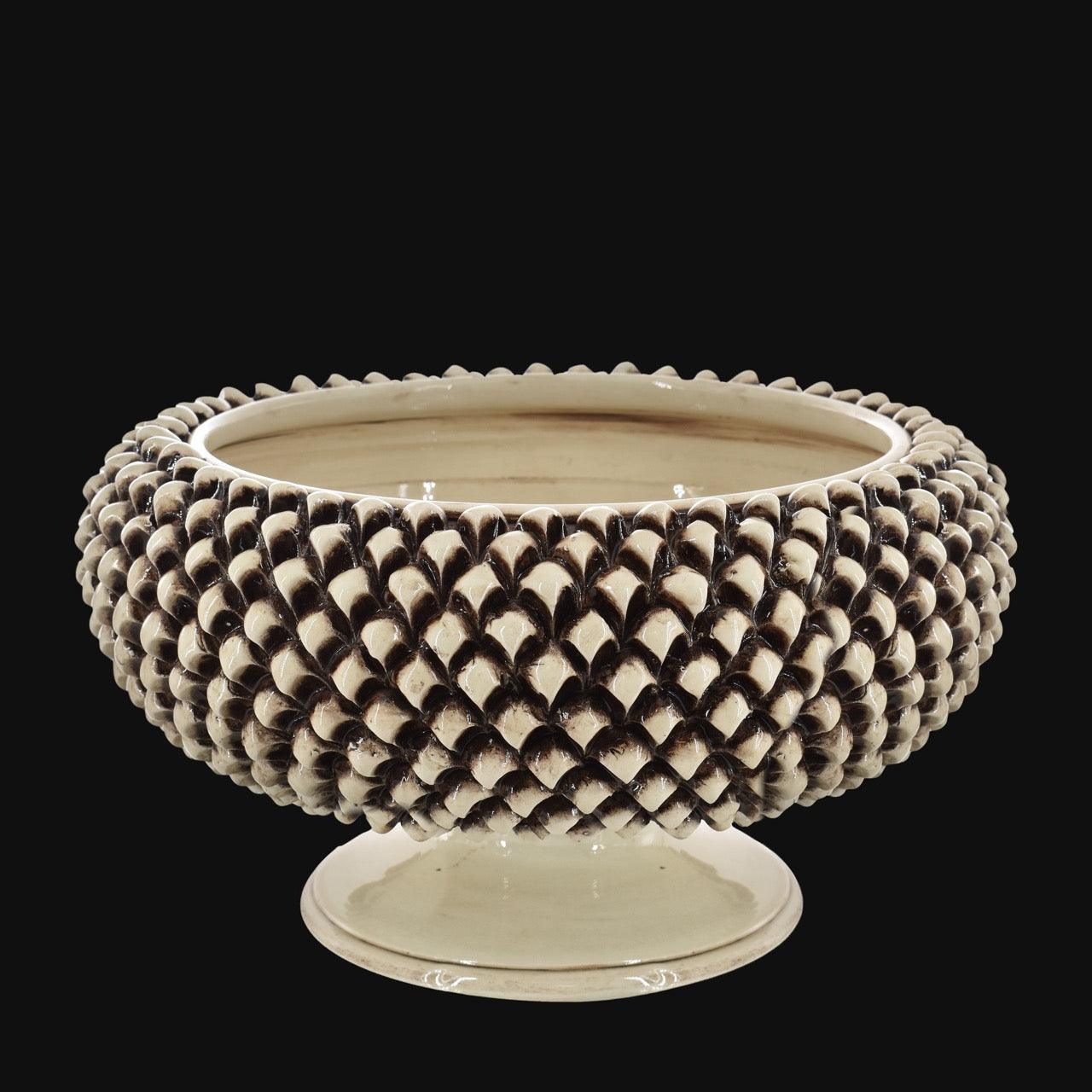 Alzata a Pigna in Ceramica di Caltagirone Ø 25/33 cm - Madreperla Antichizzato