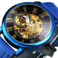 3D Leather Mechanical Automatic Skeleton Watches for Men