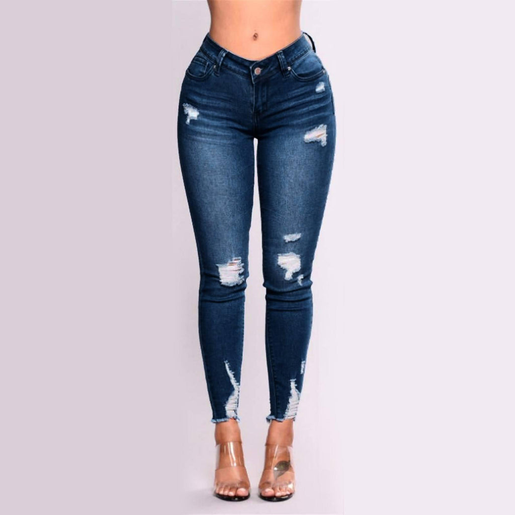 Jeans Skinny Strappati Effetto Push-Up