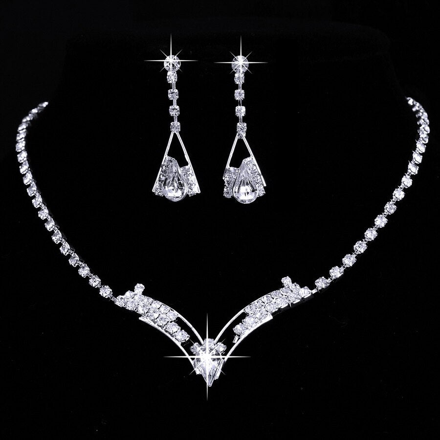 Set di Gioielli da Sposa in Argento e Cristallo