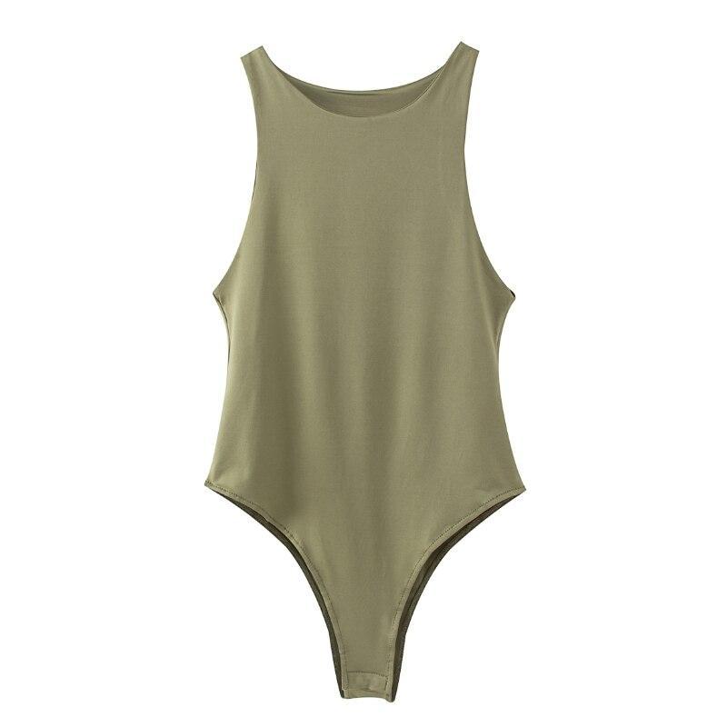 Body Senza Maniche Tinta Unita Stile Minimalista da Donna