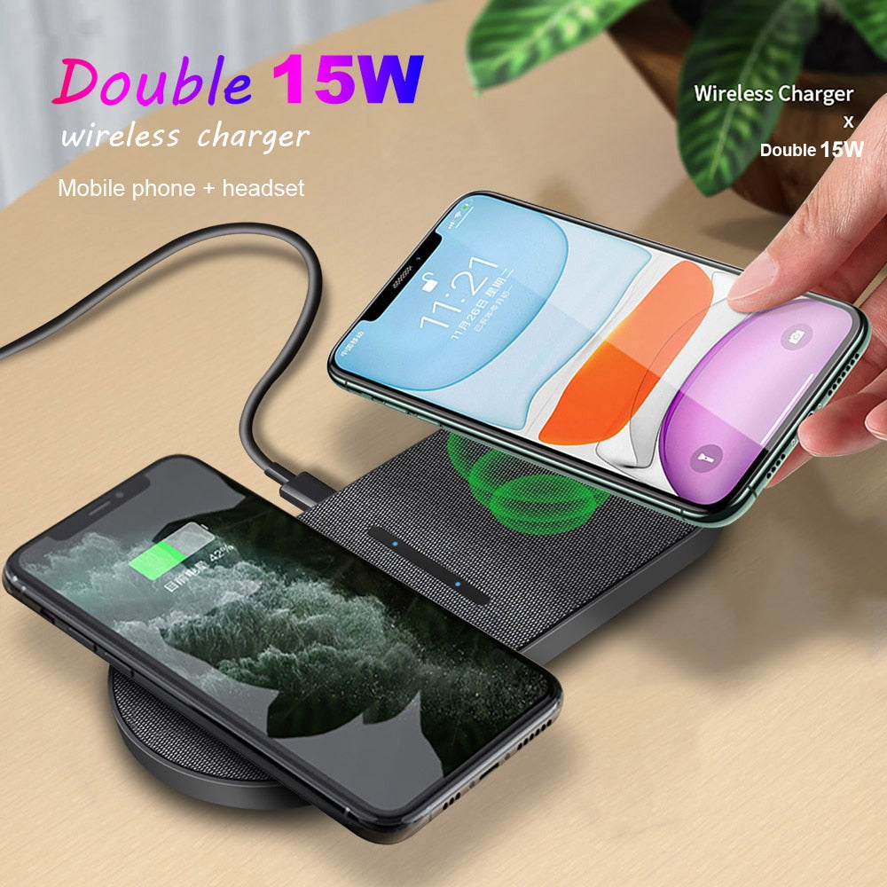 Pad di Ricarica Wireless Rapida 2 in 1 Doppio 30W