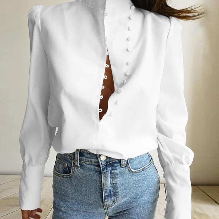 Camicetta Elegante a Collo Alto da Donna