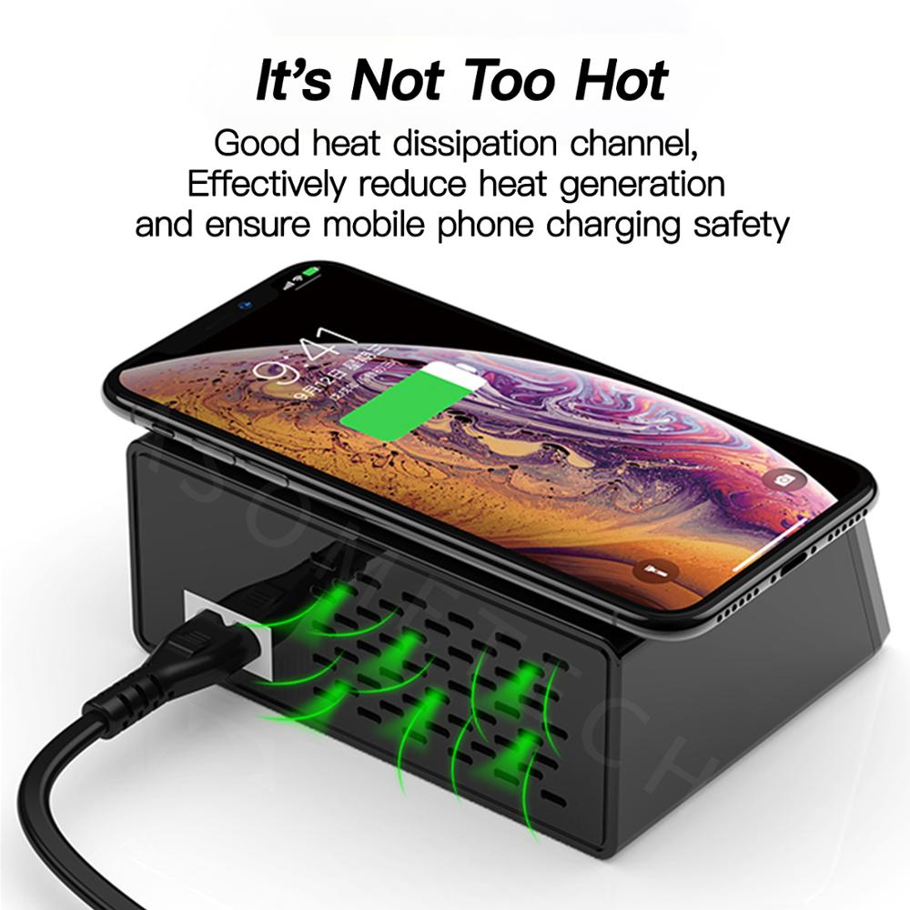 8 USB Ports and Wireless Charge Charging Station AU EU US UK Plug