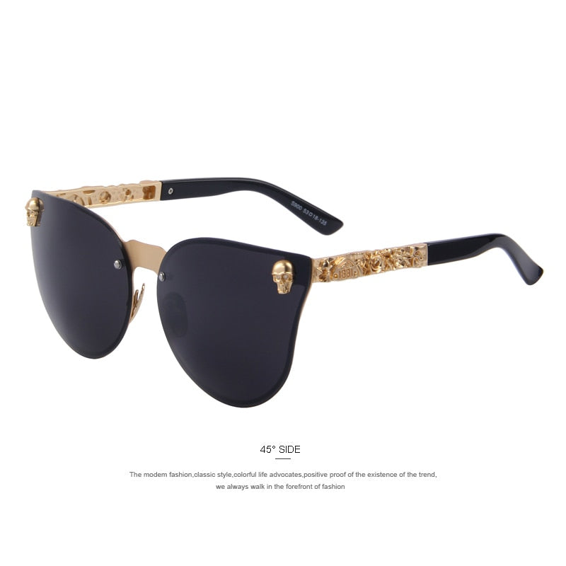 Occhiali da Sole Gothic con Montatura Teschio Dorata da Donna