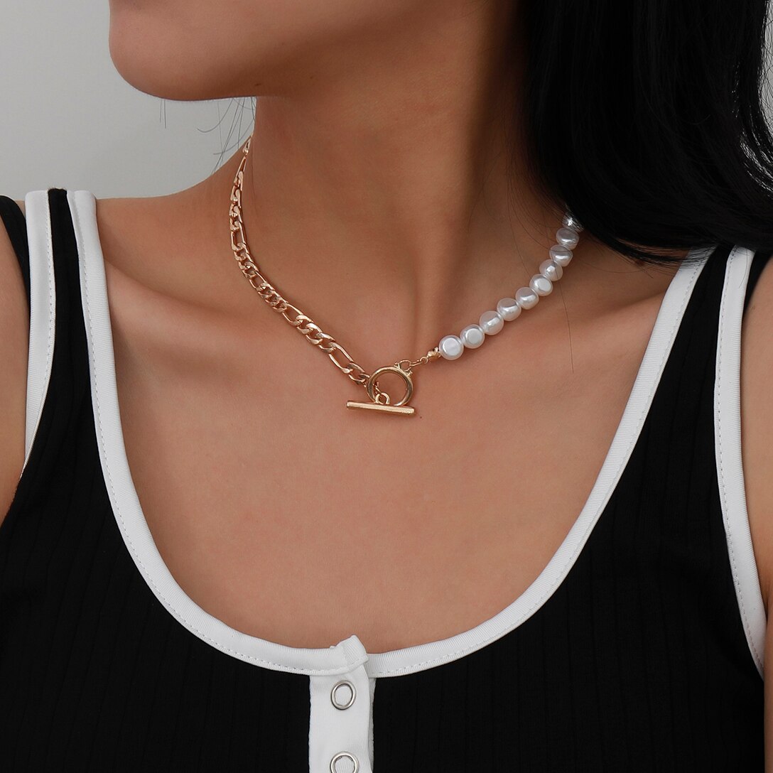 Collana a Catena con Perle Barocche da Donna