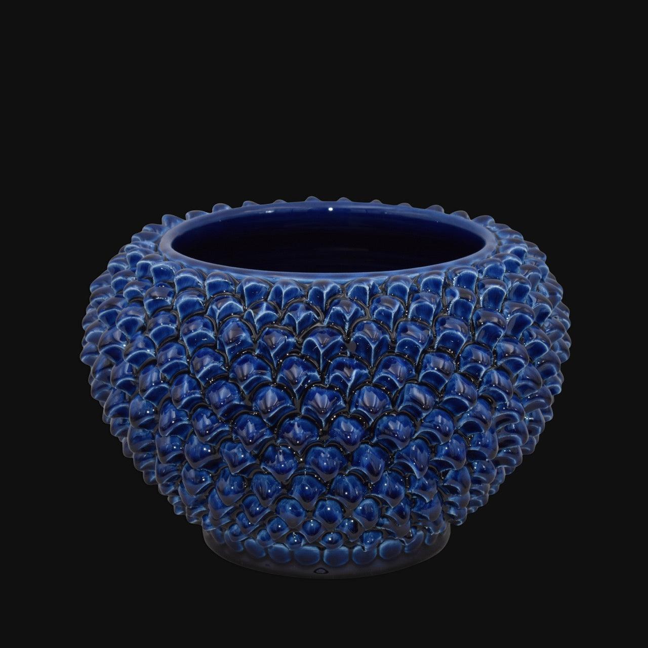Cachepot a Pigna in Ceramica di Caltagirone - Blu Intenso